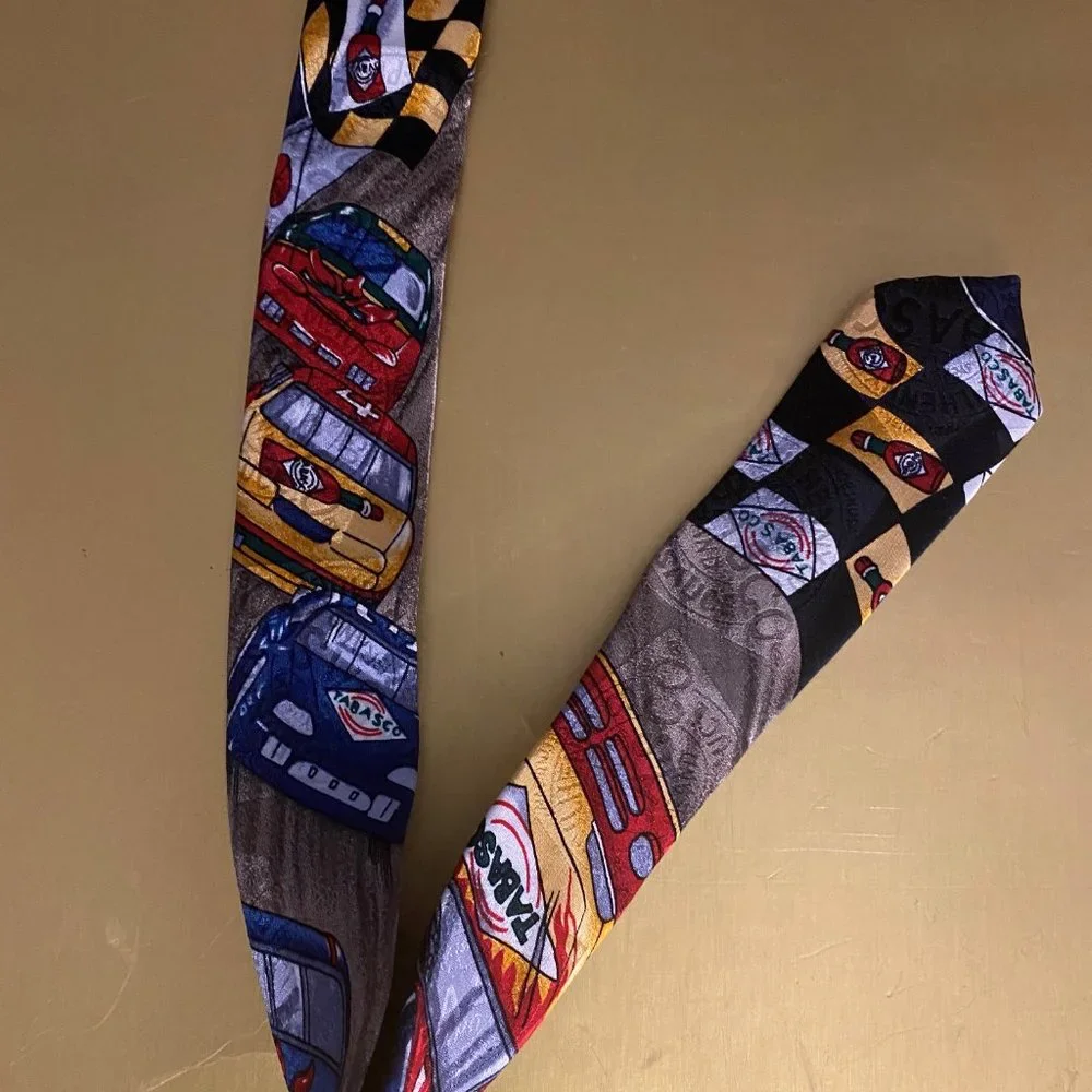 Men's Necktie Auto Racing Theme 100% Silk Tabasco  Brand